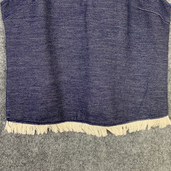Drew Crop Tank Top Women XS Fringed Hem Heather Blue - Picture 3 of 9